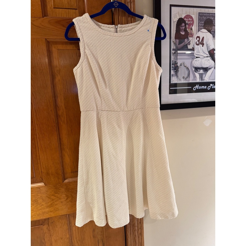 Maggy London Ivory‎ Textured Knit Sleeveless Fit and Flare Dress Size 12